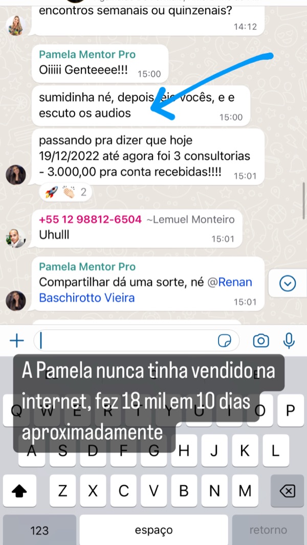 Depoimento Pamela R$18 mil em 10 dias