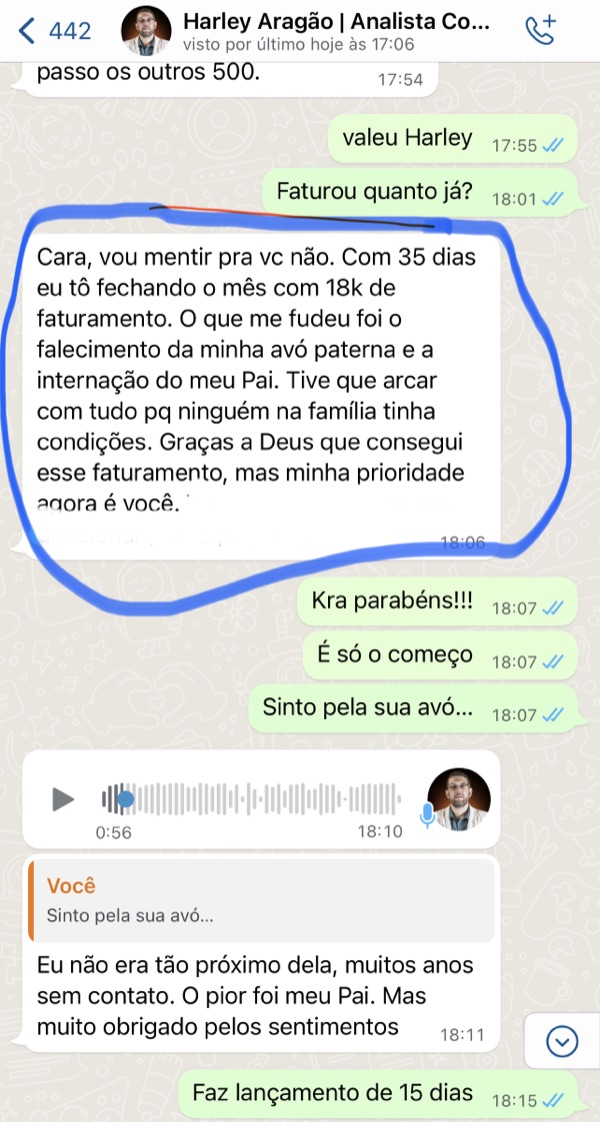 Depoimento Harley R$18 mil por mês