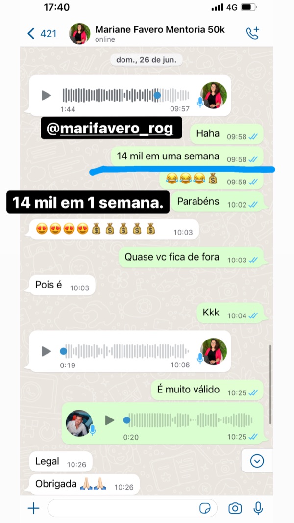 Depoimento Mariane R$14 mil em uma semana